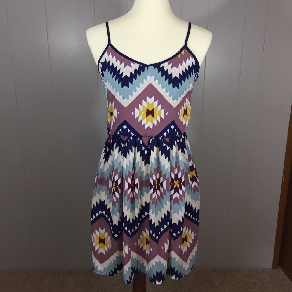 Aztec print chevron tank top dress